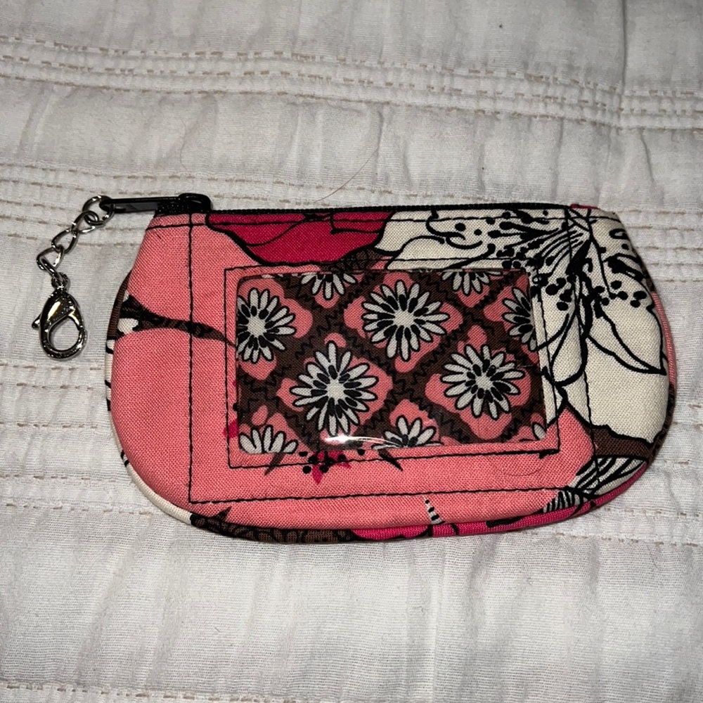 NWOT Vera Bradley zip ID Mocha Rouge pattern